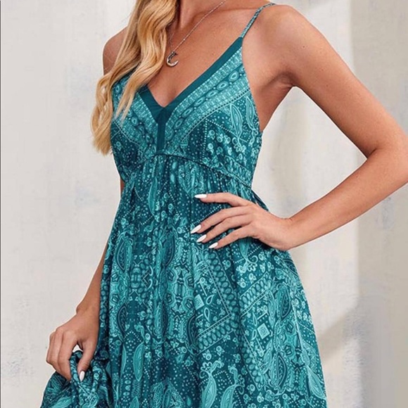 Bohemian Boho Gypsy Ruffle Cami Maxi Dress - Picture 9 of 12